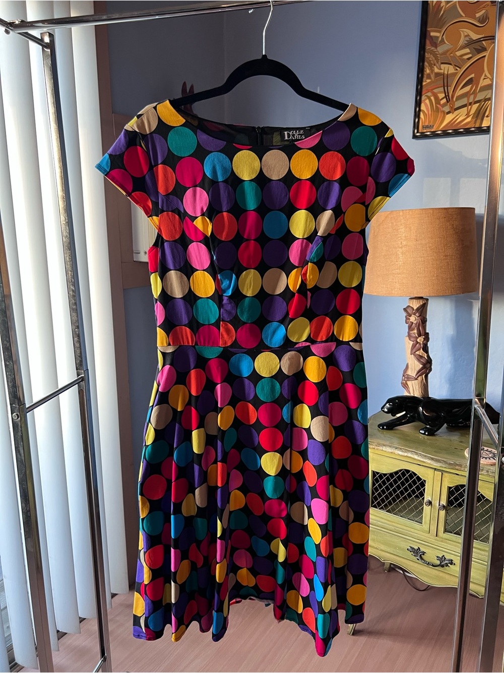 Polka Dot Fit and Flare Dress Size Medium